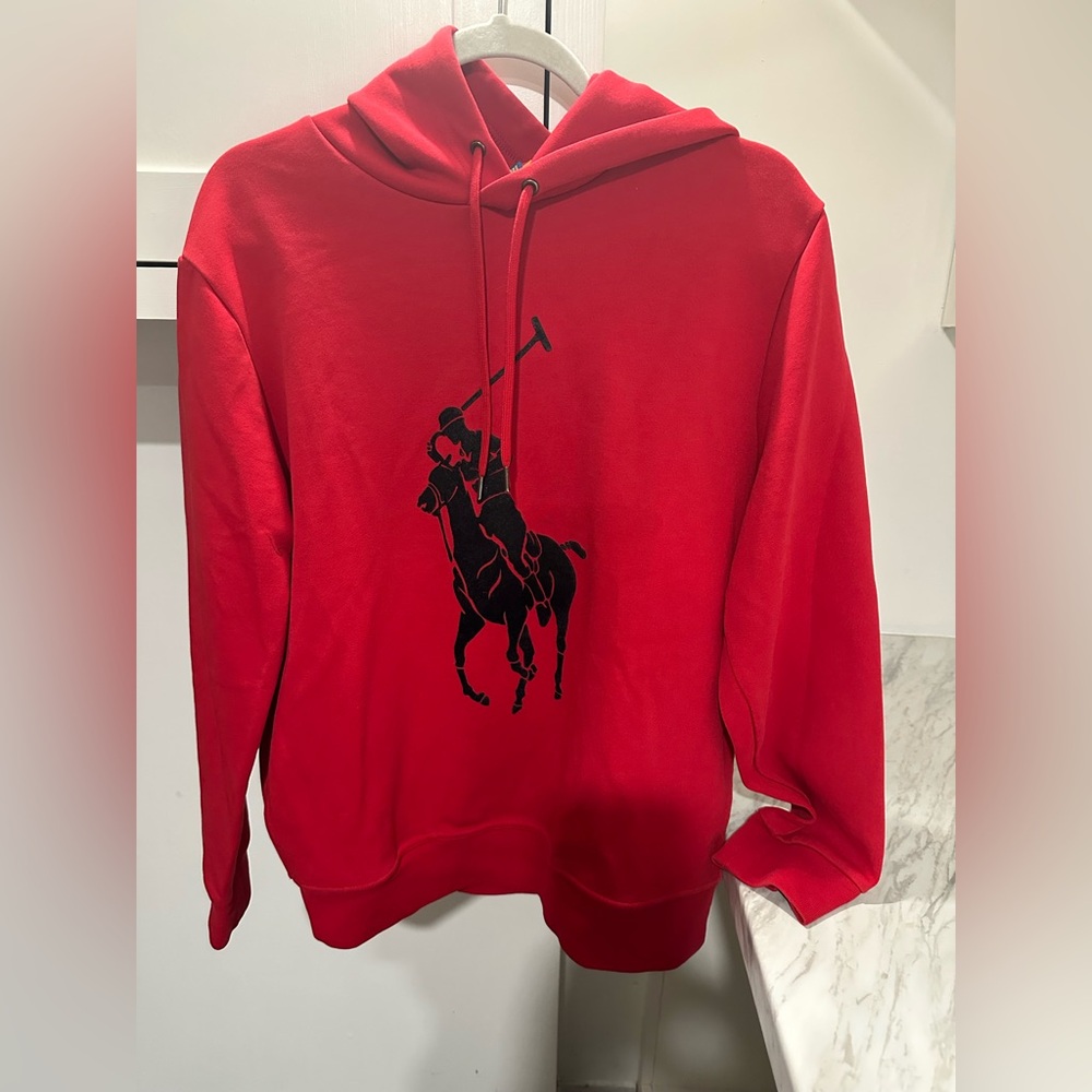 Ralph Lauren Red Hoodie with Black Polo Logo
